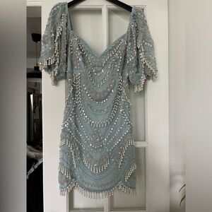 ASOS Embellished Mini Dress with Puffed Sleeves